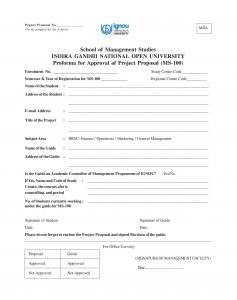 ignou mba synopsis approval page